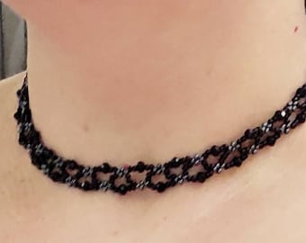 Black Gothic Beaded Choker. Goth Choker.Gothic Necklace.Gothic Jewelry.Gift For Her.