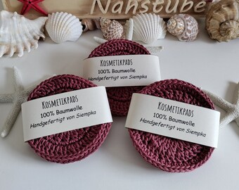 Kosmetikpads in violett, 2x Abschminkpads, gehäkelt, Pads für Gesichtspflege, Makeup Pads, Zero Waste