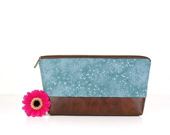 Pencil Case "Arielle" brown / petrol with leatherette