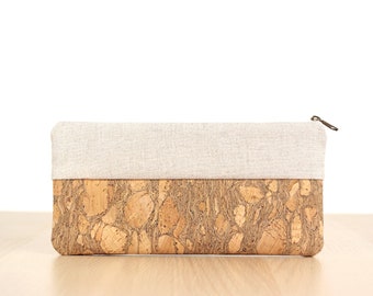 Pencil case made of cork and linen