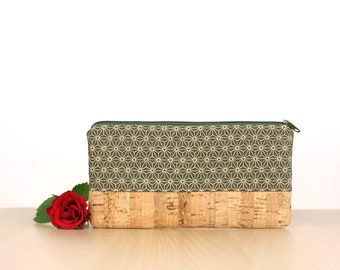 Pencil case made of cork and japanese fabric