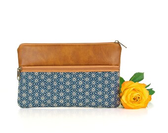 Wallet with 2 compartments, imitation leather wallet, wallet, mobile phone case with 2 compartments, smartphone pouch