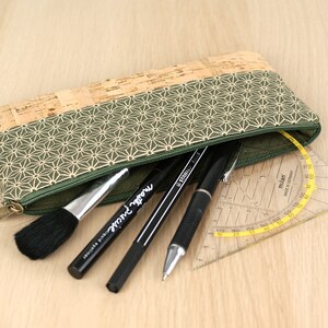 Pencil case made of cork and japanese fabric image 5