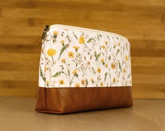 "Dandelion" pencil case, pencil case, pencil case with faux leather, floral pencil case, pencil pouch