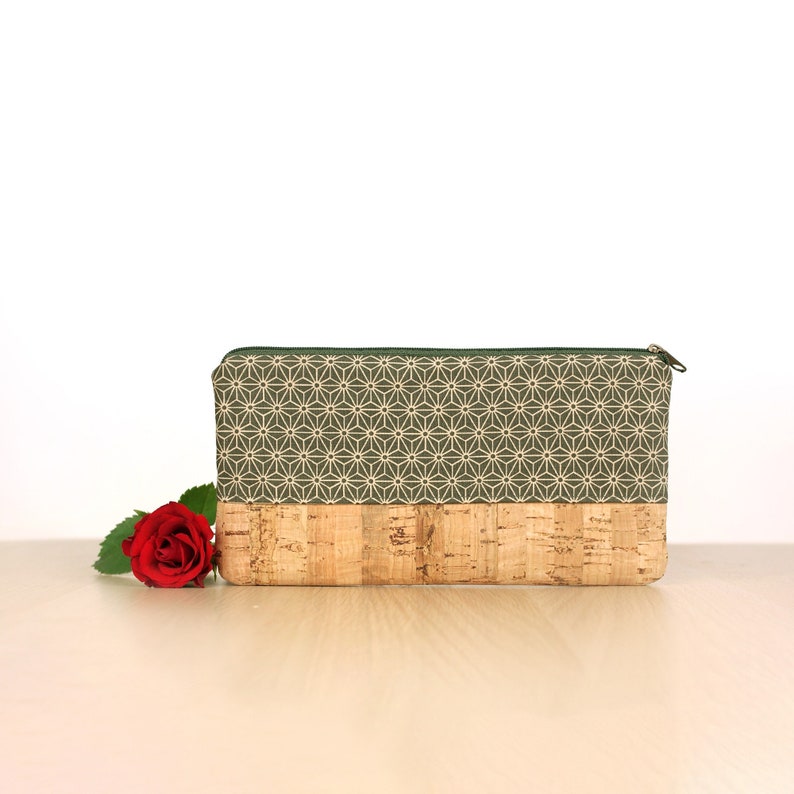 Pencil case made of cork and japanese fabric image 1