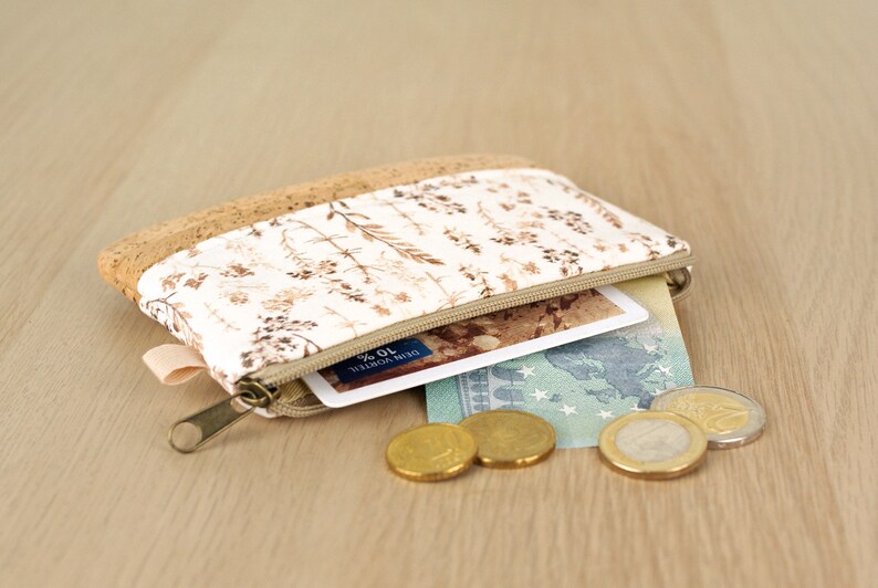 Mini-Geldbörse Naturmaterial, Mini-Portemonnaie, Mini-Täschchen mit Kork , Schlüsseltäschchen, Geschenk Freundin Bild 4