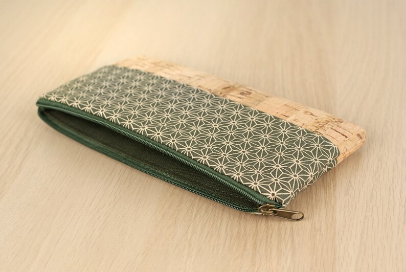 Pencil case made of cork and japanese fabric image 4