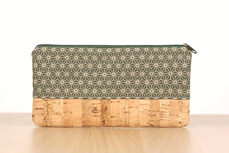 Pencil case made of cork and japanese fabric image 2