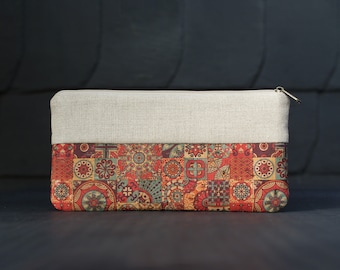 Cork pencil case "Red Tiles", pencil case, pen pouch, pen case, cork pouch