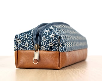 Pencil Case boxy with graphic Asanoha pattern
