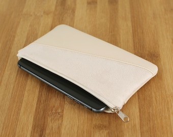 Handytasche "Creme" 16.5 cm, Smartphonetasche, Handyhülle, weißes Täschchen