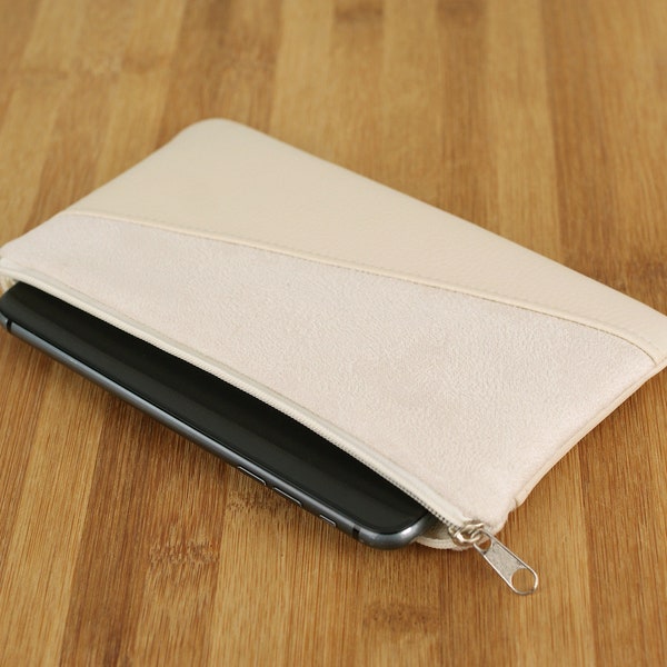 Handytasche "Creme" 16.5 cm, Smartphonetasche, Handyhülle, weißes Täschchen