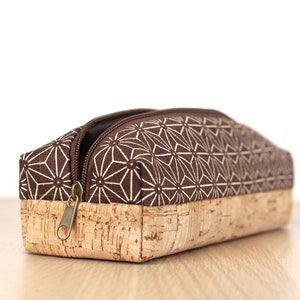 Pencil Case boxy with Cork & Asanoha pattern