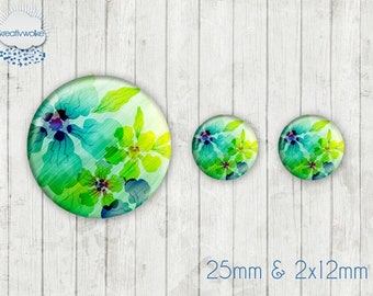 Motiv Cabochon-Set Nr 49248 Blüten Blumen Blätter