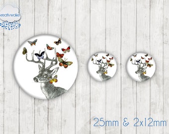 Motif Cabochon Set No. 49542 Deer Deer Antlers