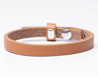 Cuoio wrap bracelet cognac-brown, real leather, 23 cm long