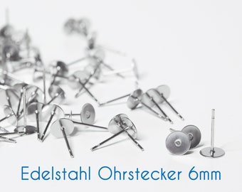 Edelstahl-Ohrstecker mit Pad für 6mm-Cabochon silber