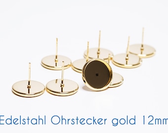 Edelstahl-Ohrstecker gold für 12mm-Cabochon