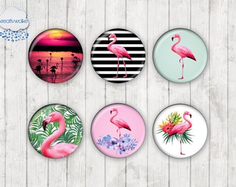 998 - Flamingo Vogel tropic Motiv Cabochon Glass Cabochons Handmade Photo Glass Cabs Round,Illustration Cabochon,Image Glass Cabochon