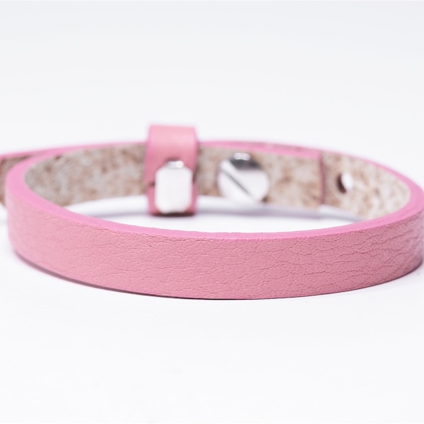 Cuoio wrap bracelet kids peonia pink, real leather, 21 cm long