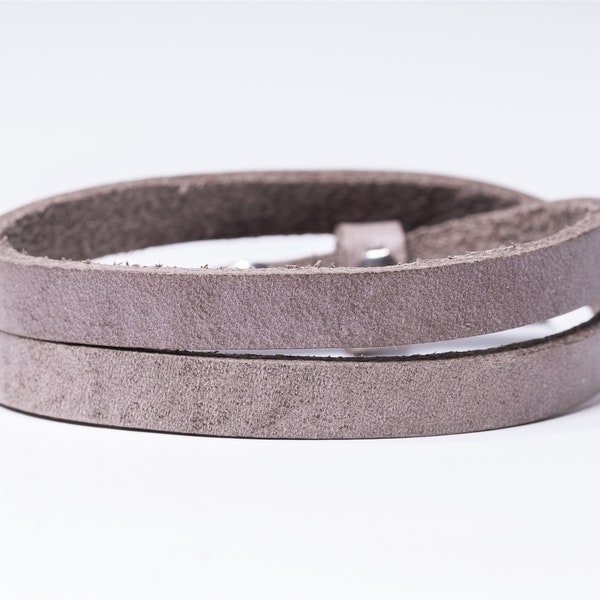 Cuoio double wrap bracelet soft terra, genuine leather, 43 cm long