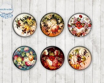 221 - Blumen Blüten floral vintage Motiv Cabochon Glass Cabochons Handmade Photo Glass Cabs Round,Illustration Cabochon,Image Glass Cabochon