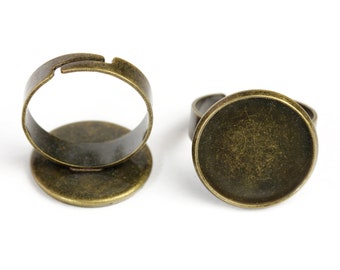 Ring blanks antique bronze 16 mm setting