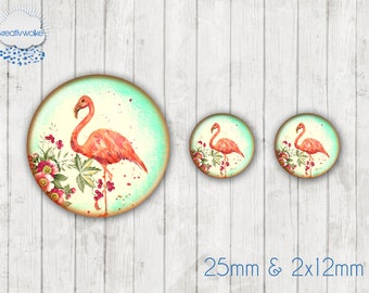 Motiv Cabochon-Set Flamingo tropisch 49325