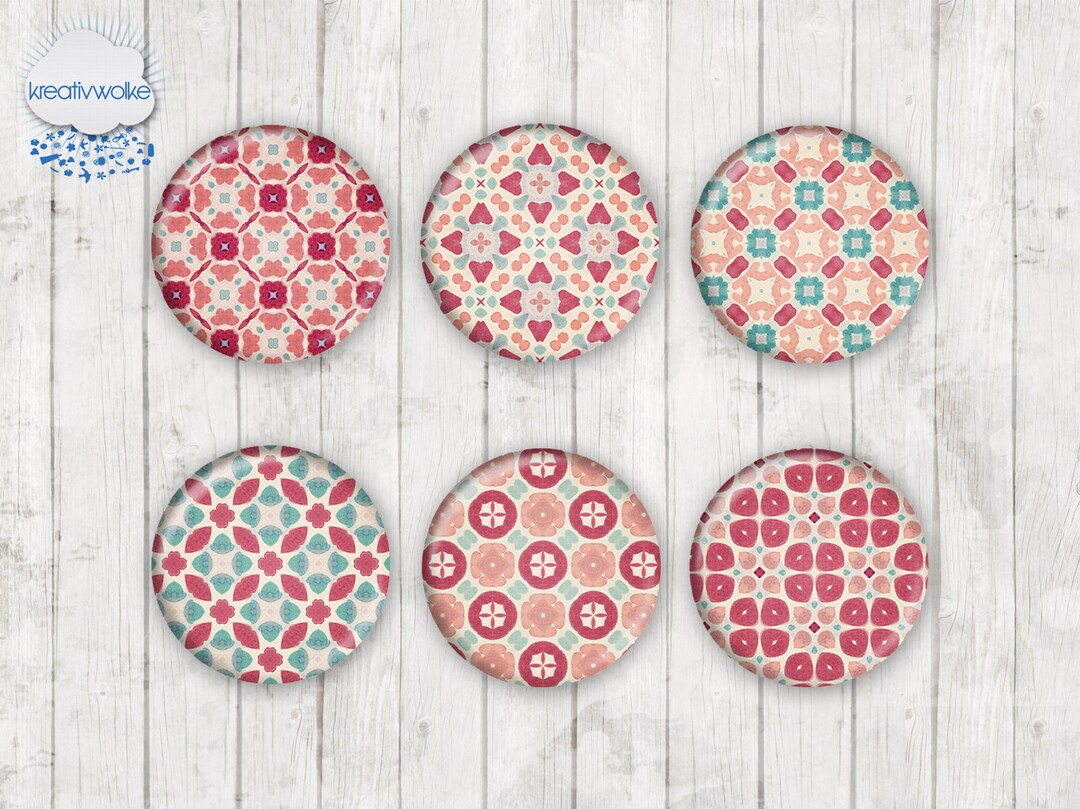 Lot De 100 Cabochons En Verre Ronds 20mm - Motifs Kaléidoscope Colorés - Dos Plat Pour Collage - Pour Bijoux Et Décoration DIY - 8
