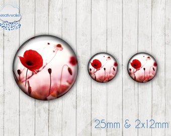 Motif Cabochon Set No. 49310 Poppy Blossoms Poppy Field