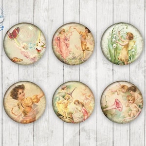 226 - Fairy Elves Kids Fairy Tale Motif Cabochon Glass Cabochons Handmade Photo Glass Cabs Round,Illustration Cabochon,Image Glass Cabochon