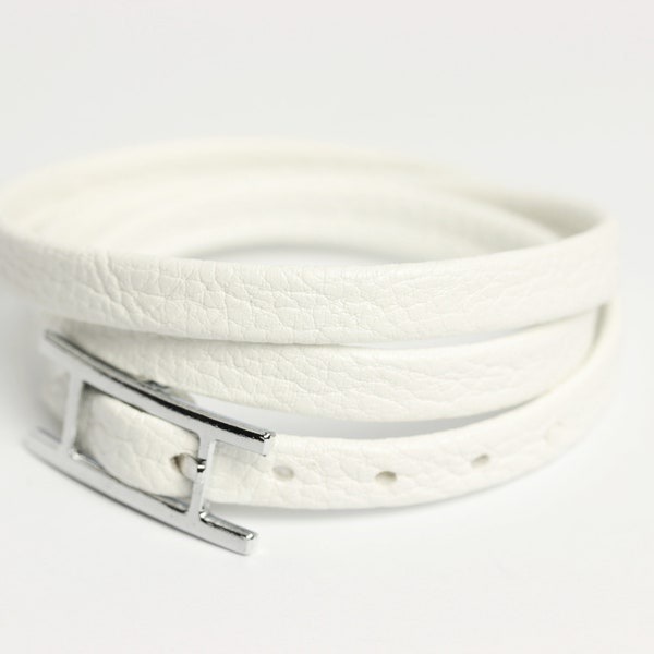 1 wrap strap white, PU leather, 62 cm long