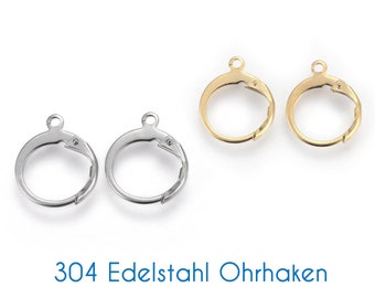 304 Edelstahl Ohrhänger silber/gold 14,5x12,5x2mm