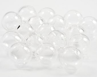 Hollow beads round made of glass 13 mm diameter