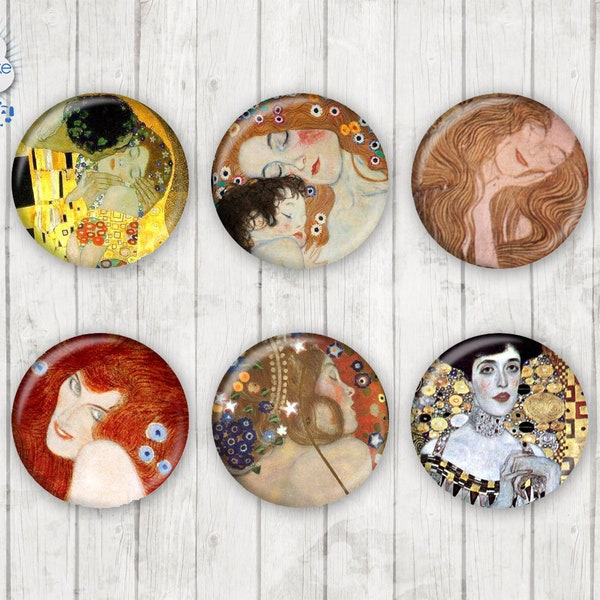 016 - Klimt Art Femme avec Motif Enfant Cabochon Verre Cabochons Photo Fait à la main Cabines en Verre Rond,Illustration Cabochons,Image Verre Cabochon