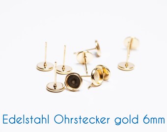 Edelstahl-Ohrstecker gold für 6mm-Cabochon