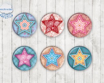 1203 - Star Snowflake XMas Motif Cabochon Glass Cabochons Handmade Photo Glass Cabs Round,Illustration Cabochon,Image Glass Cabochon