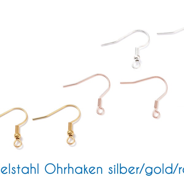 Edelstahl Ohrhaken 20x20mm silber/gold/rosé-gold