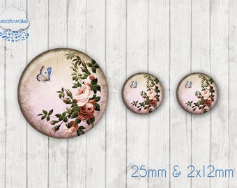 Motiv Cabochon-Set Nr 49297 Blumen Rosen floral