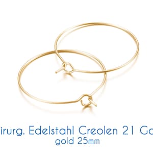 Surgical stainless steel hoop earrings gold 21 gauge Ø 15 mm, 20 mm, 25 mm image 4