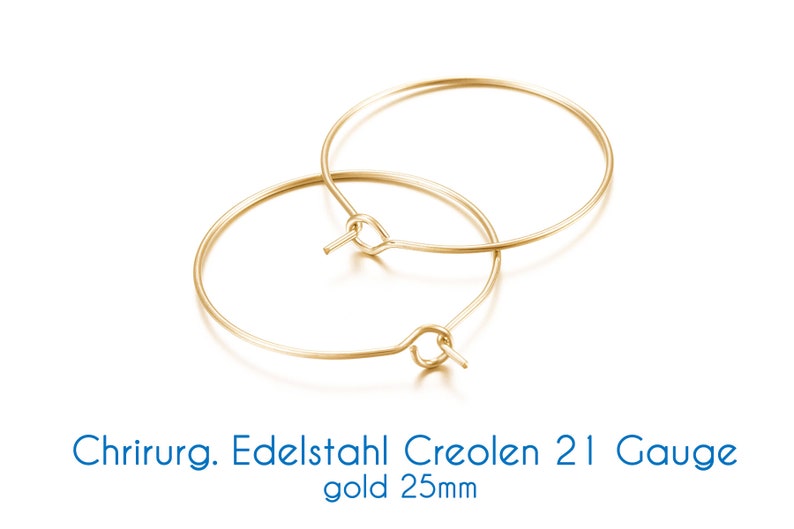 Surgical stainless steel hoop earrings gold 21 gauge Ø 15 mm, 20 mm, 25 mm image 4