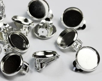 Ohrclips für 12mm-Cabochons silber