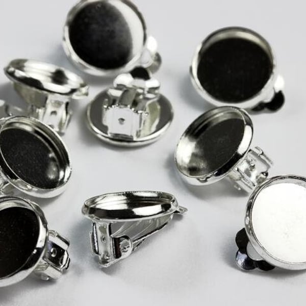 Ohrclips für 12mm-Cabochons silber