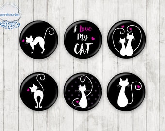 1669 - Katze Cat Motiv Cabochon Glass Cabochons Handmade Photo Glass Cab Round,Illustration Cabochon,Image Glass Cabochon