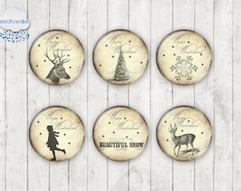 501 - Kerstmis Herten Ster Motief Cabochon Glas Cabochons Handgemaakte Foto Glas Cabs Rond, Illustratie Cabochon, Afbeelding Glas Cabochon