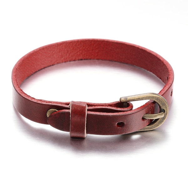 Echt-Lederarmband rot mit bronzefarbener Schnalle