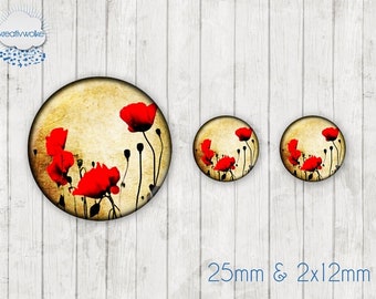 Motiv Cabochon-Set Nr 49001 Mohn Mohnblüte