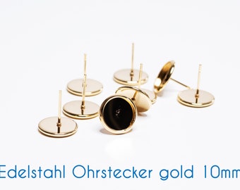 Stainless steel stud gold for 10 mm cabochon