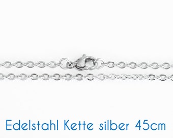 Fertige Edelstahl Kette silber 45cm Ø 2.5x3x0.2mm