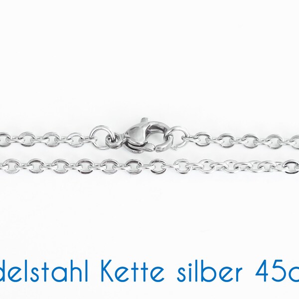 Fertige Edelstahl Kette silber 45cm Ø 2.5x3x0.2mm